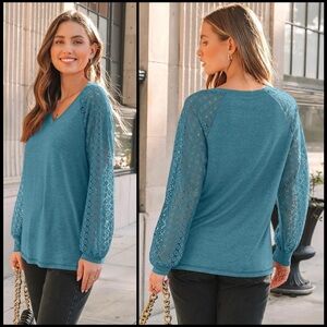 🆕 Women’s V-neck Lace Dressy Top Blouse | #M2
